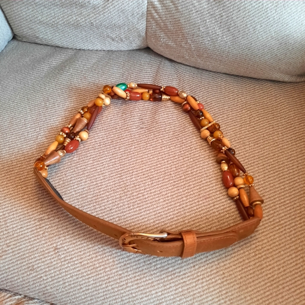 Express Leather Beaded Belt Size Small